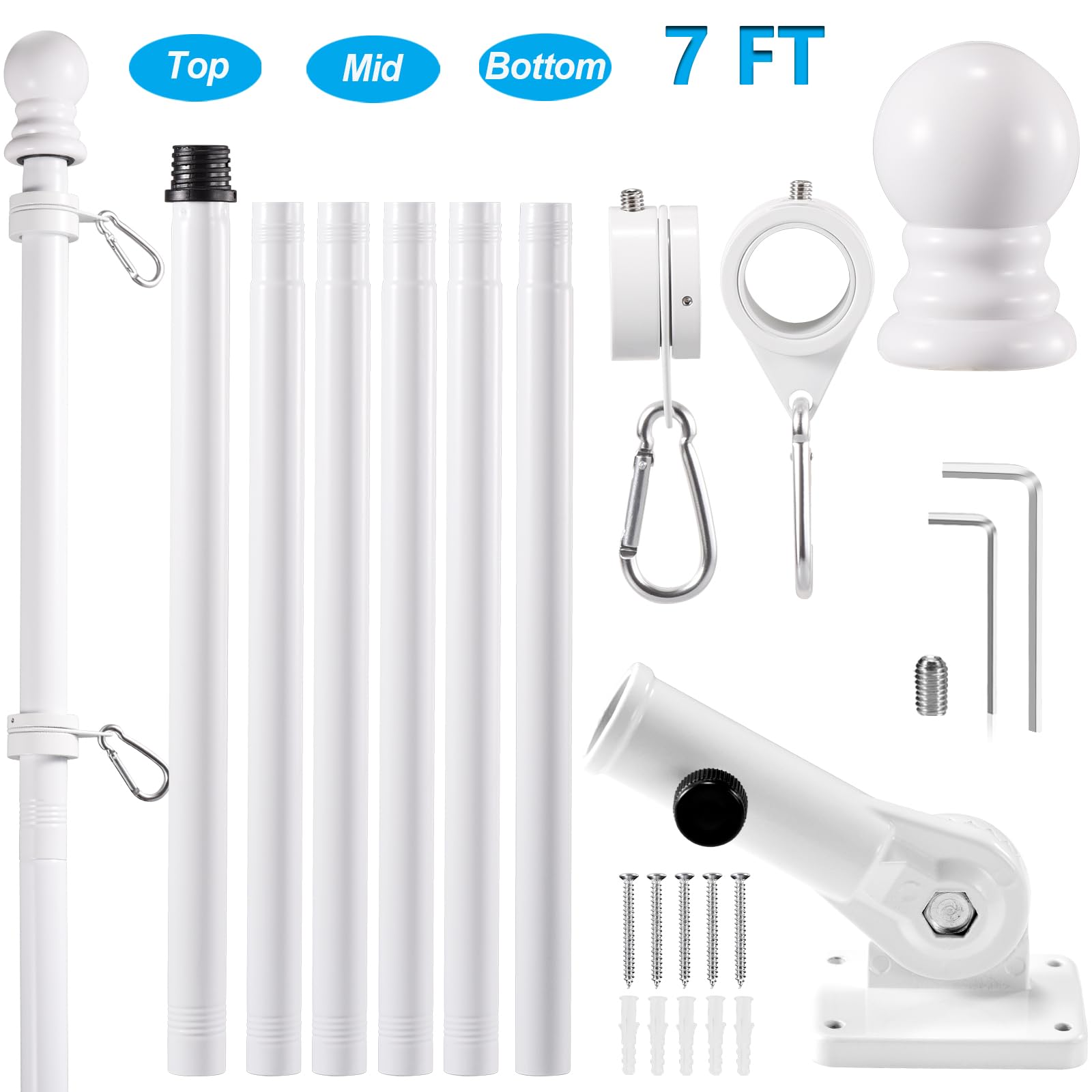 BONWIN anti-wrap flagpole rings reduce tangling for smooth flag movement.