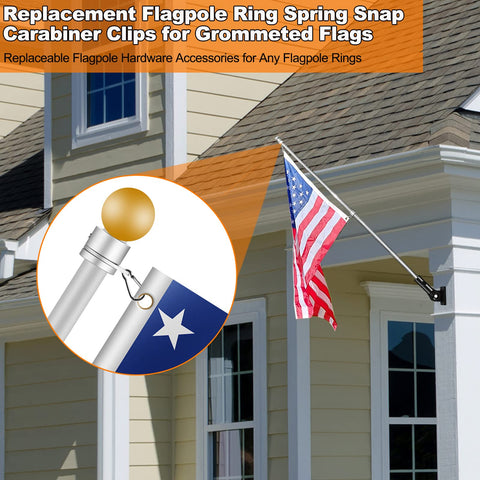 BONWIN 2-inch flag ring clip fits standard rings for easy attachment.