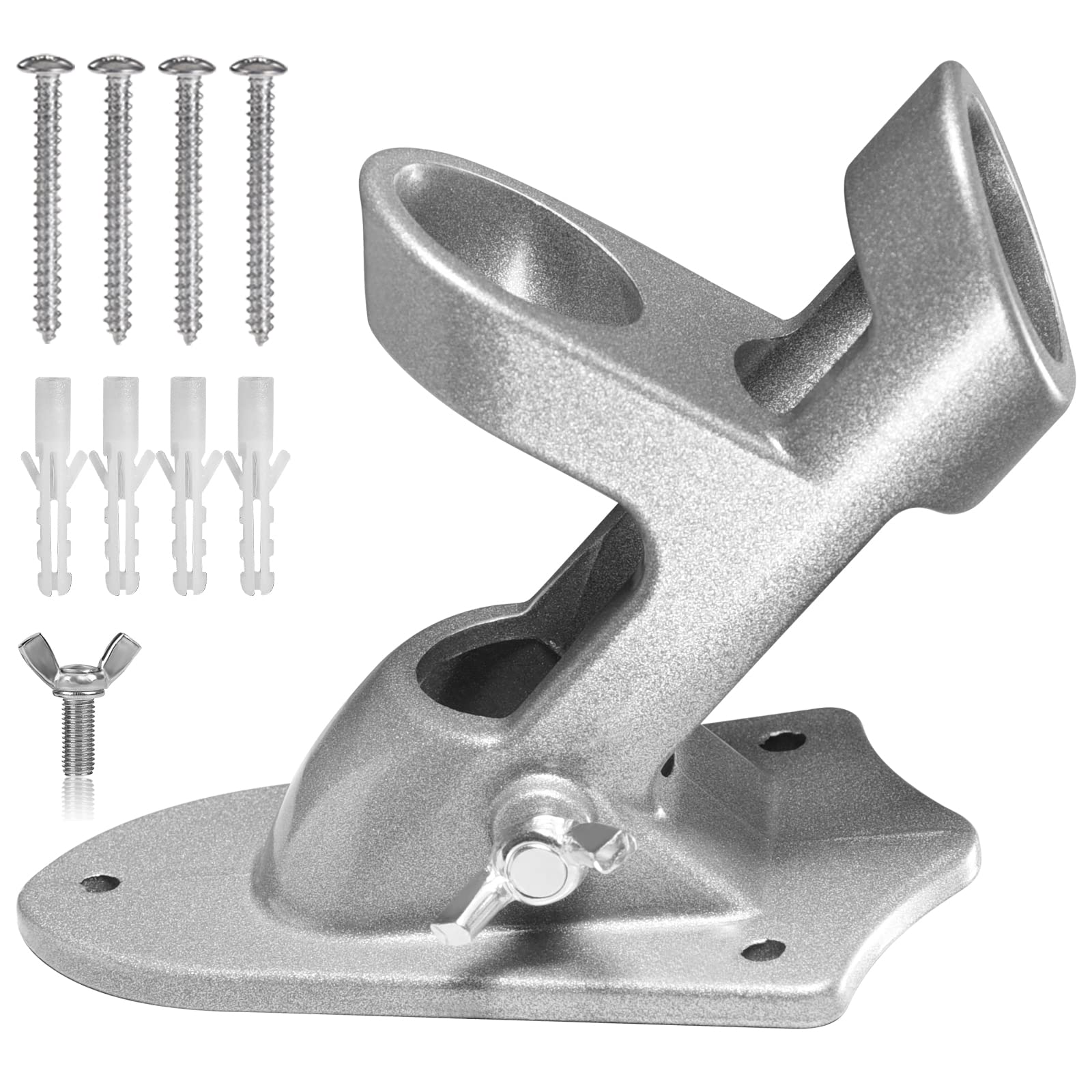 BONWIN flag pole bracket wall mount in silver for outdoor display.