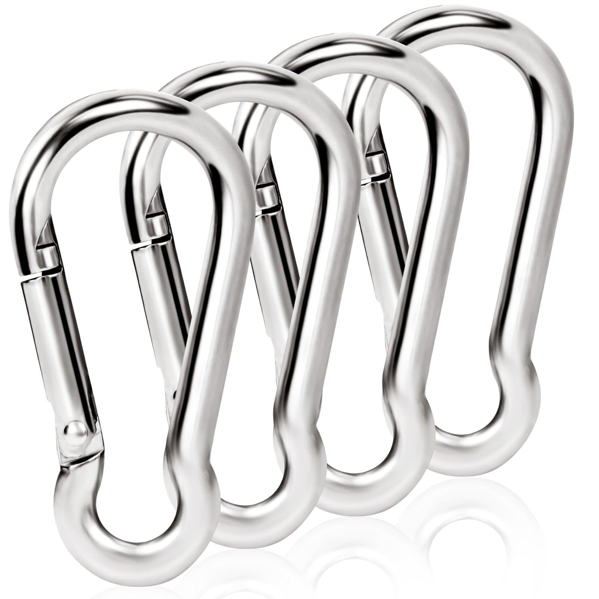 BONWIN flag pole clip set in silver, four pieces for secure flag attachment outdoors.