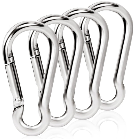 BONWIN flag pole clip set in silver, four pieces for secure flag attachment outdoors.