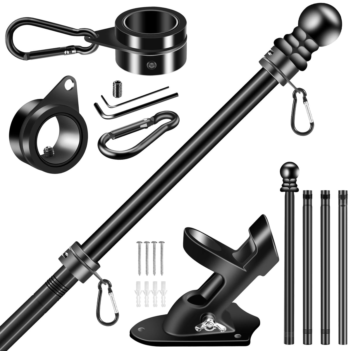 BONWIN flag pole kit assembly shows quick, tool-free outdoor setup.