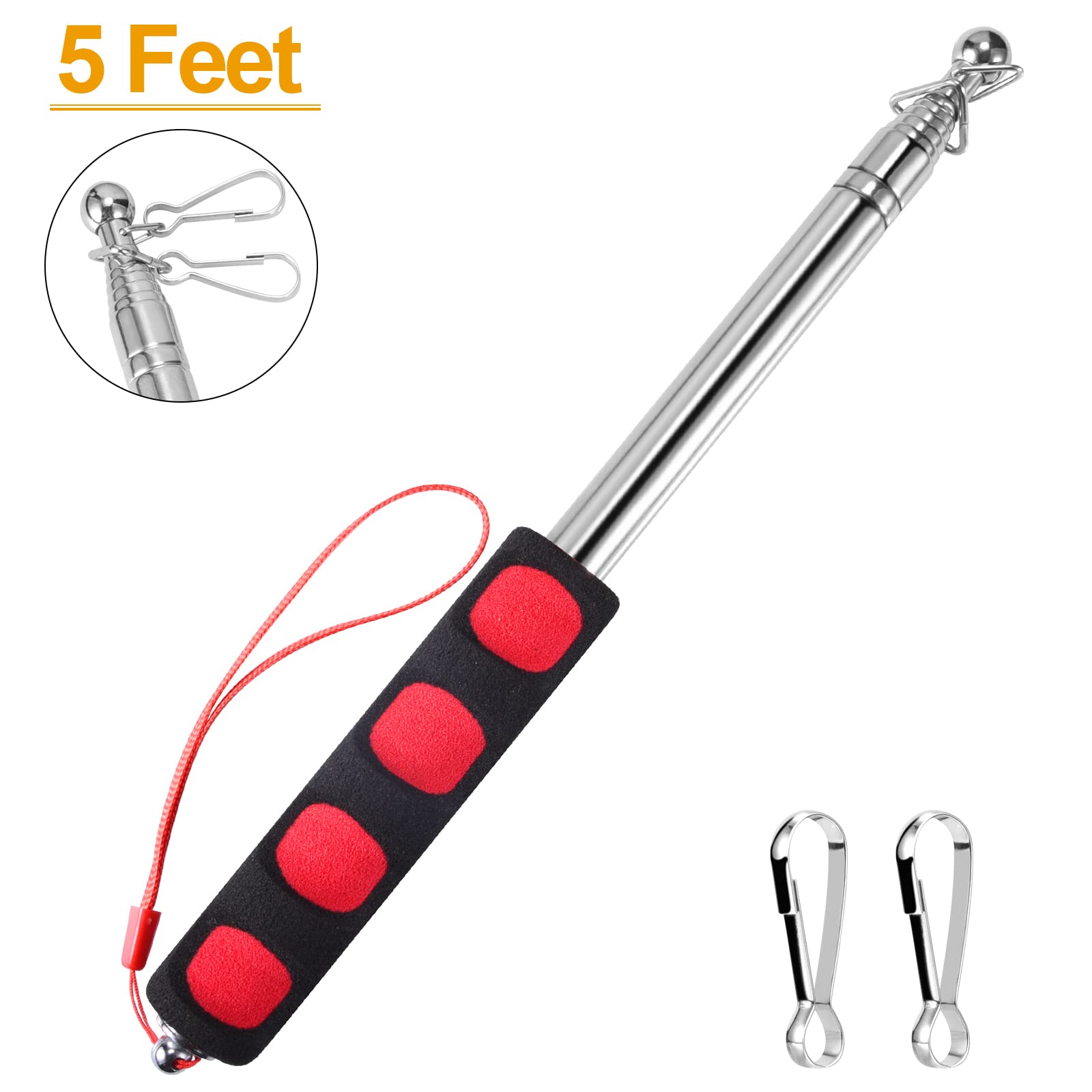 BONWIN 5 ft extended height supports flags up to 2.95 ft.