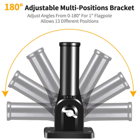 Heavy-duty aluminum bracket resists rust in outdoor conditions.