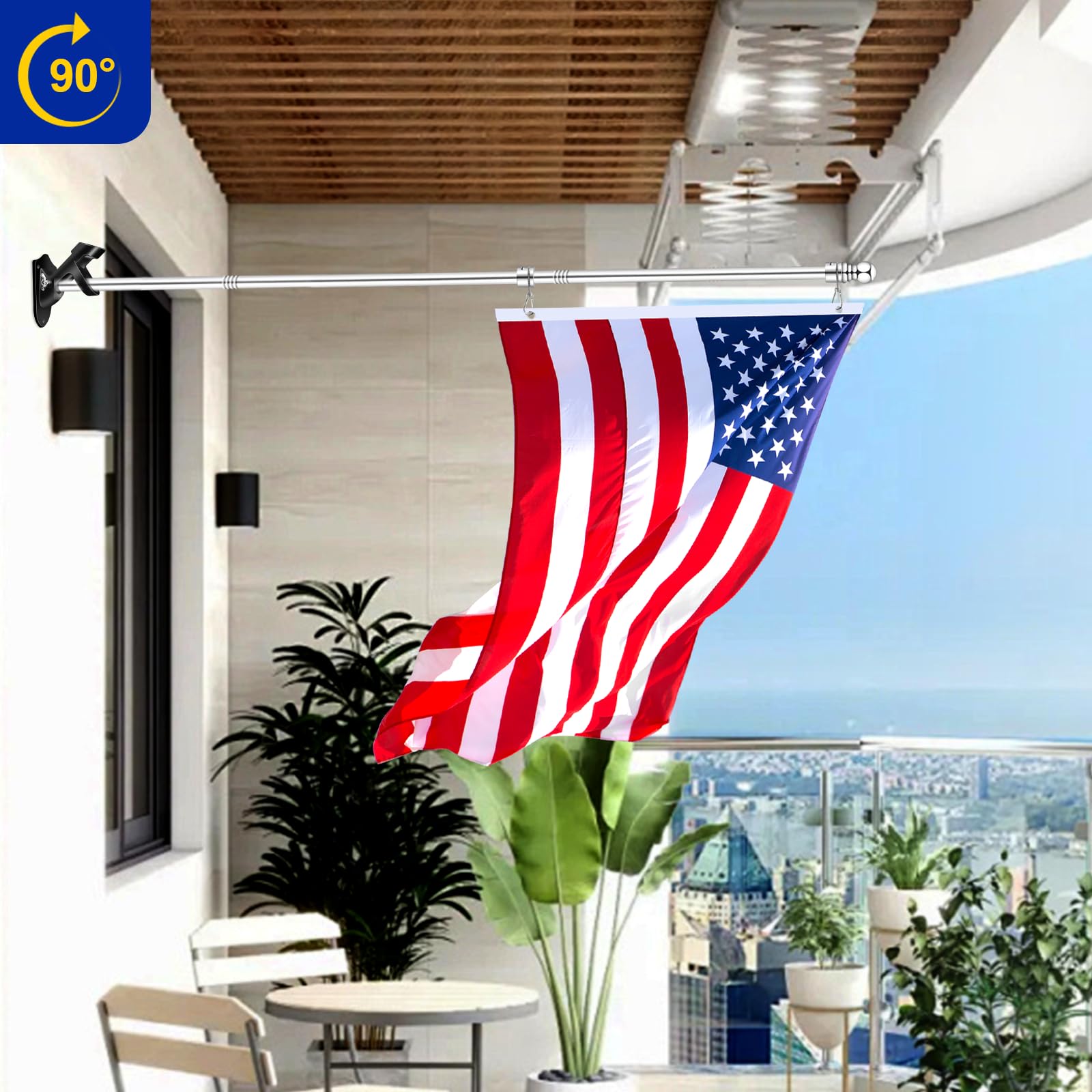 BONWIN outdoor flagpole mount on concrete wall offers versatile placement