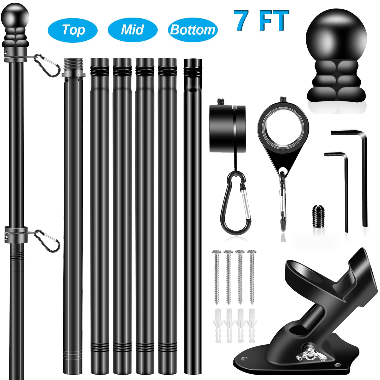 BONWIN thickened wall-mount flag pole ready for outdoor use
