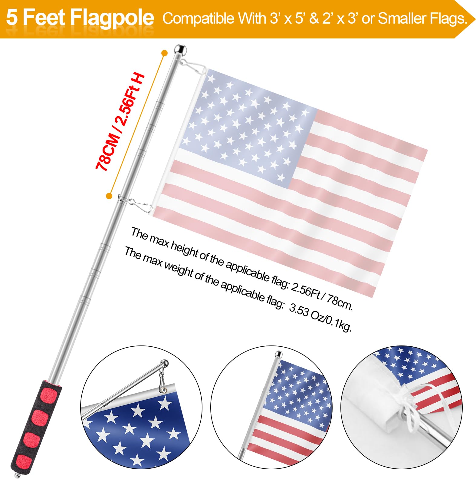 BONWIN two snap clips included to fit flag grommets.