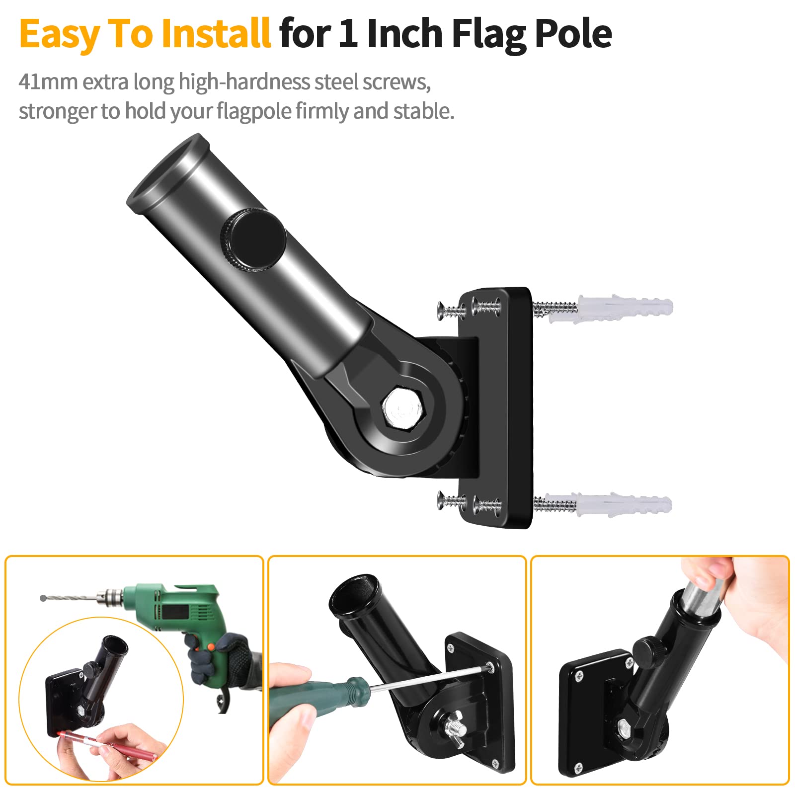 Wall-mounted bracket suitable for porch or garden flag displays.