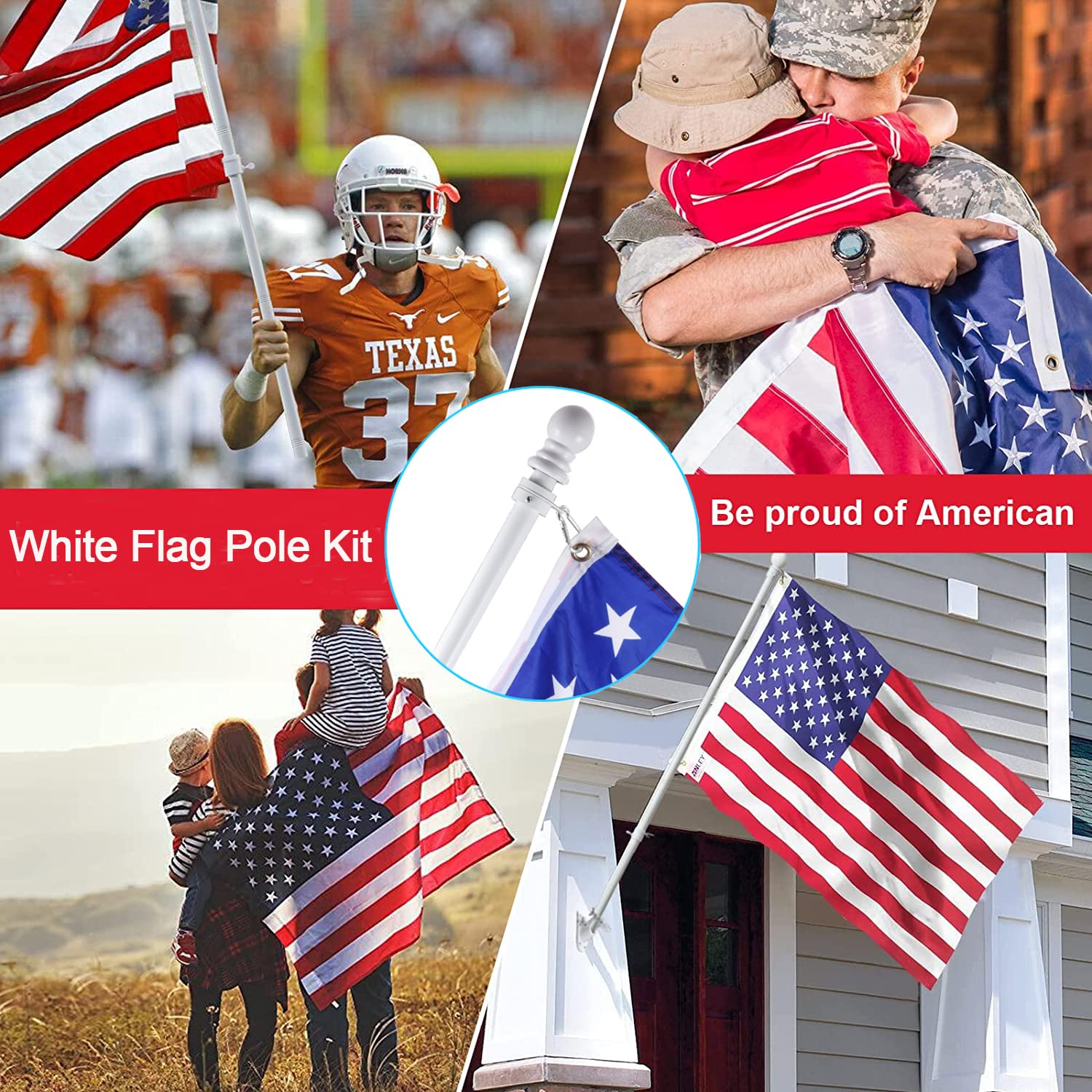 BONWIN elegant white finish complements exterior flag displays