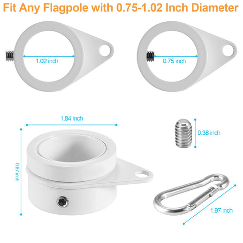 BONWIN white finish on flag pole rings for seamless look.