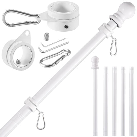 BONWIN white flag pole on exterior wall-mount for a 6 ft display