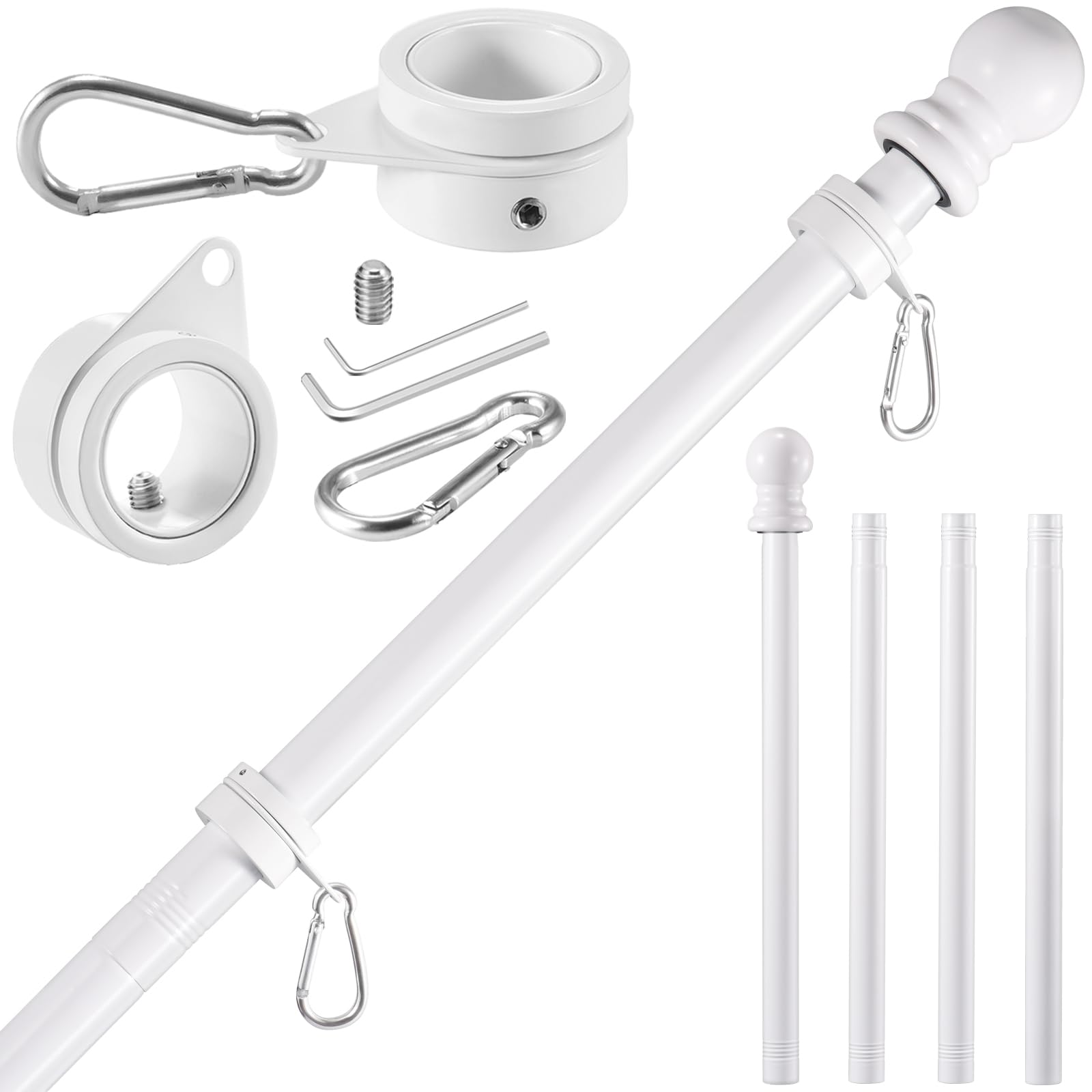 BONWIN white flag pole kit on porch showing easy 5 ft setup.