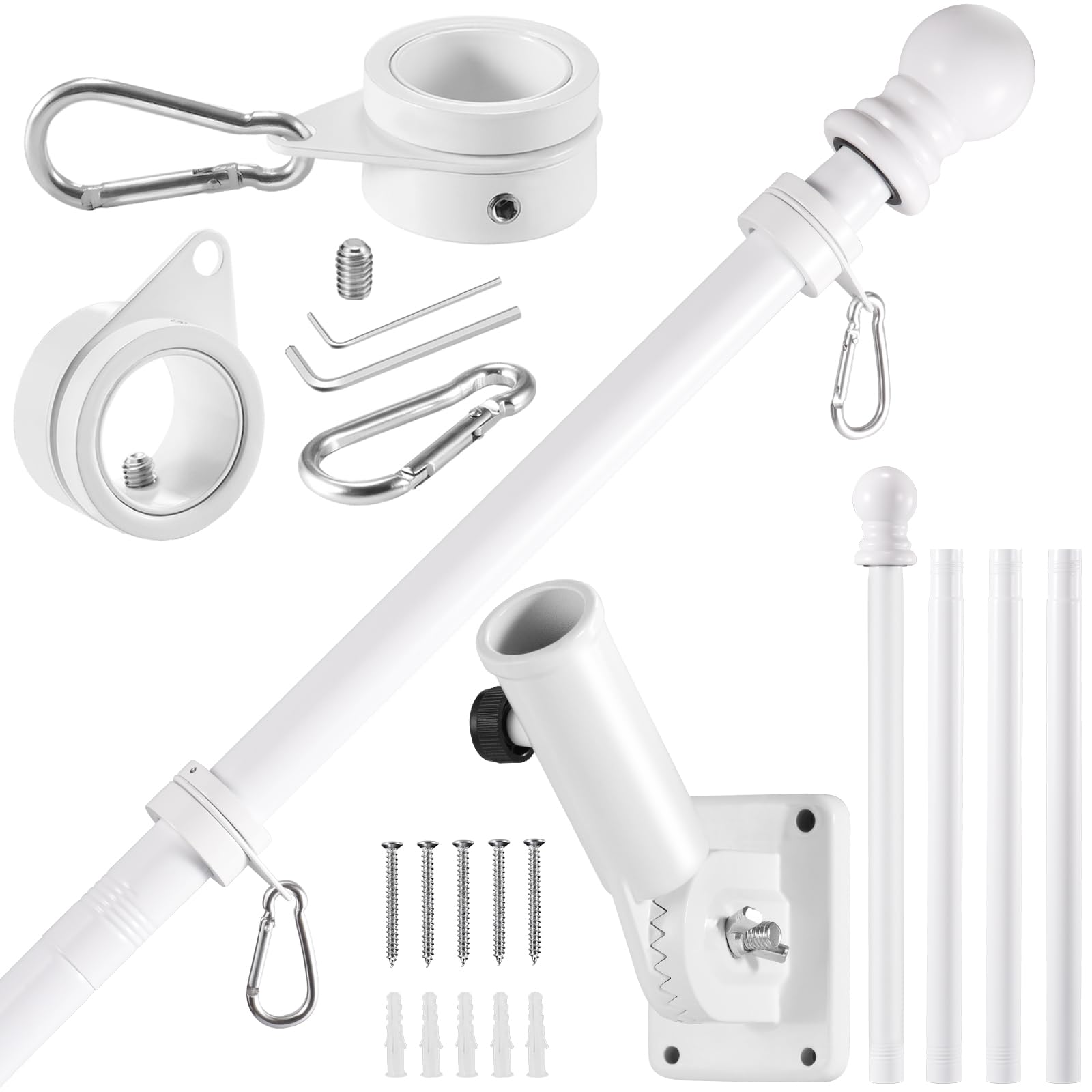 BONWIN white flag pole kit 5ft on a porch elevates your flag display.