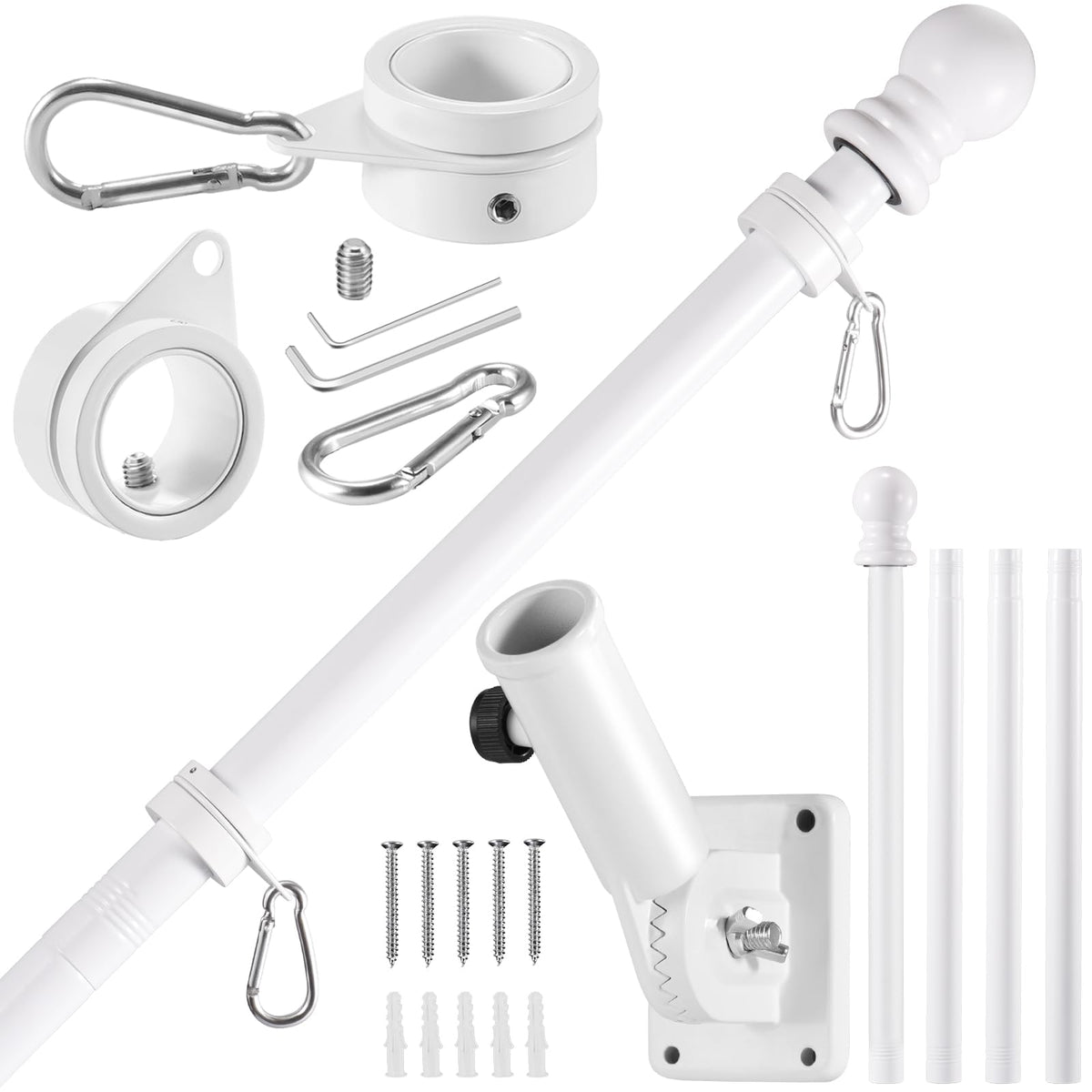 BONWIN white flag pole kit 5ft on a porch elevates your flag display.