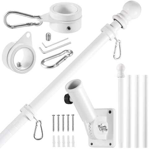 BONWIN white flag pole kit 5ft on a porch elevates your flag display.