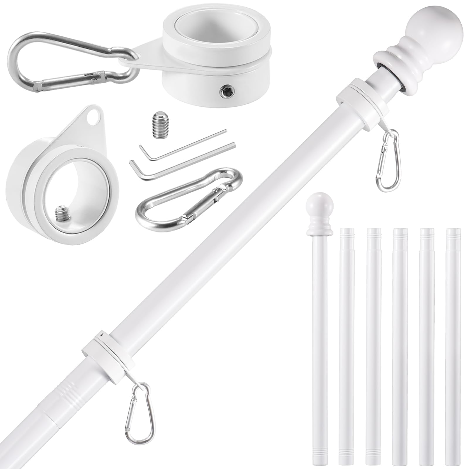BONWIN white flag pole kit on wall mount for outdoor display