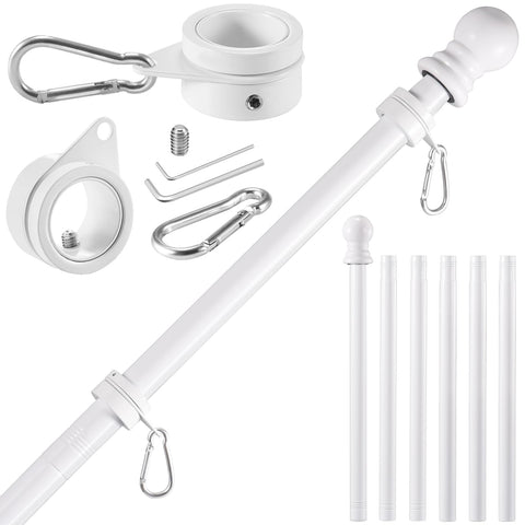 BONWIN white flag pole kit on wall mount for outdoor display
