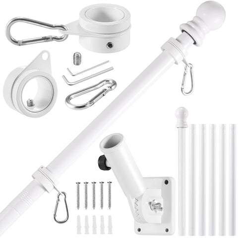BONWIN white flagpole kit assembly shows clean lines for a pristine porch display.