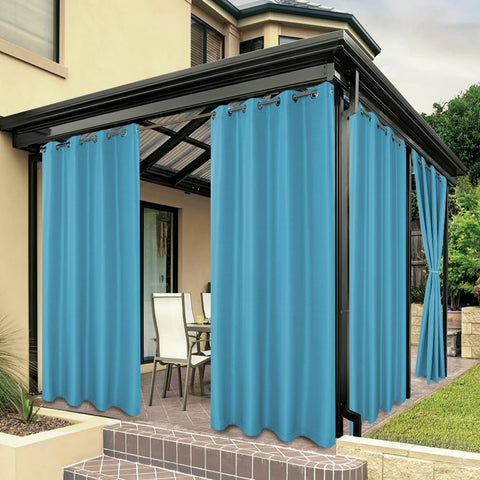 BONZER outdoor curtain teal panel 54w x 84l provides private shade for patios