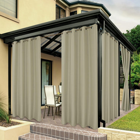 BONZER outdoor curtain showing waterproof fabric for rain protection and durability