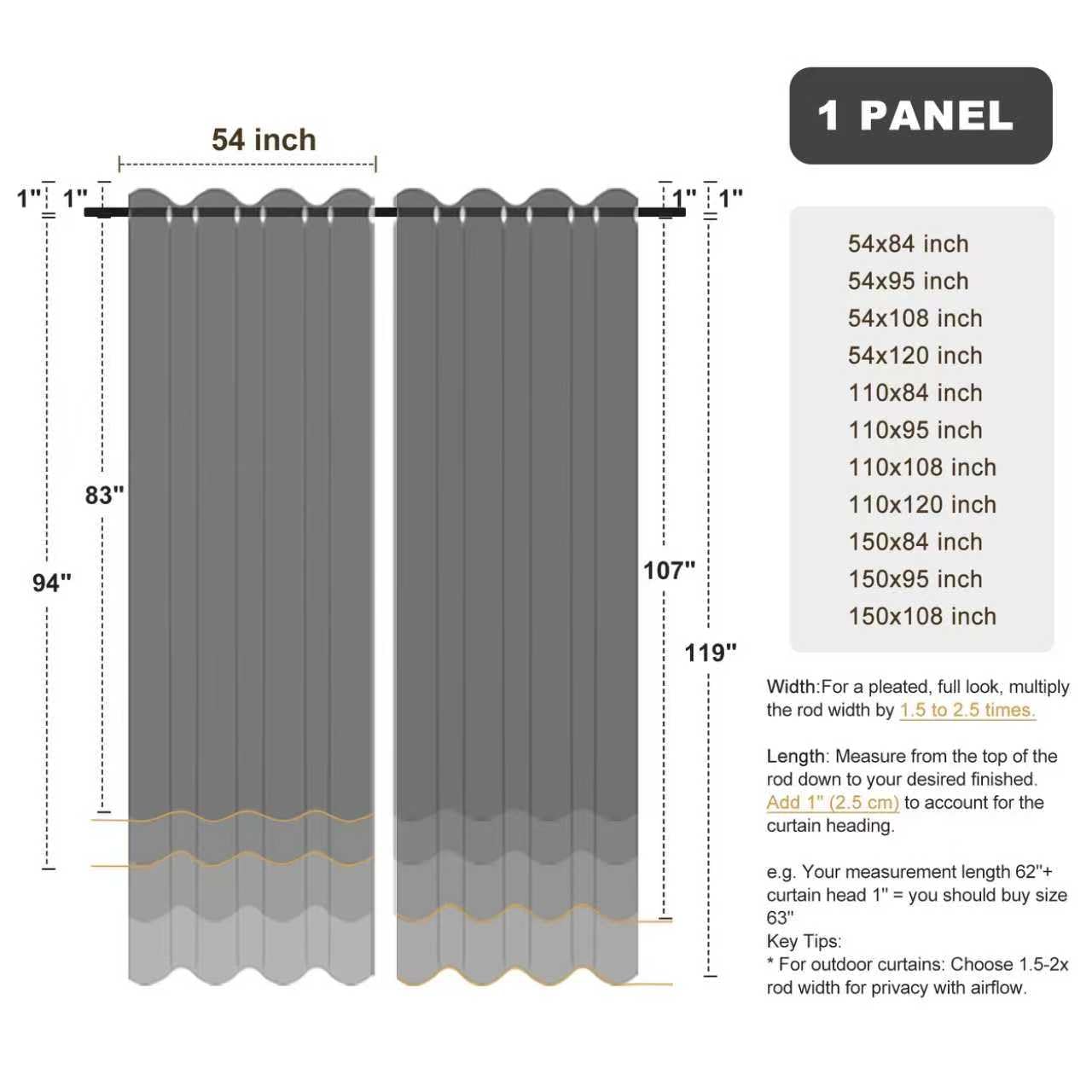 BONZER 1-panel curtain ships ready for quick patio setup.