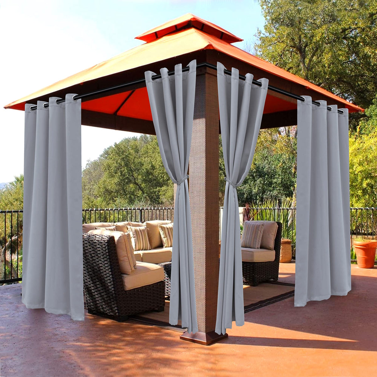 BONZER outdoor curtain panel 52x84 with rust-proof grommets for easy pole hanging