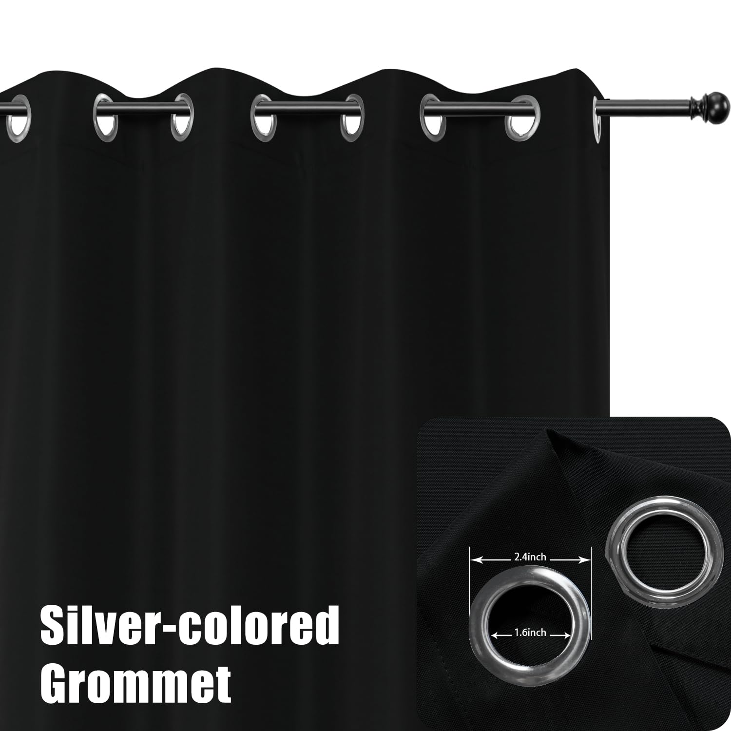 BONZER grommet-top panel with 1.6 inch rings ensures smooth rod operation.