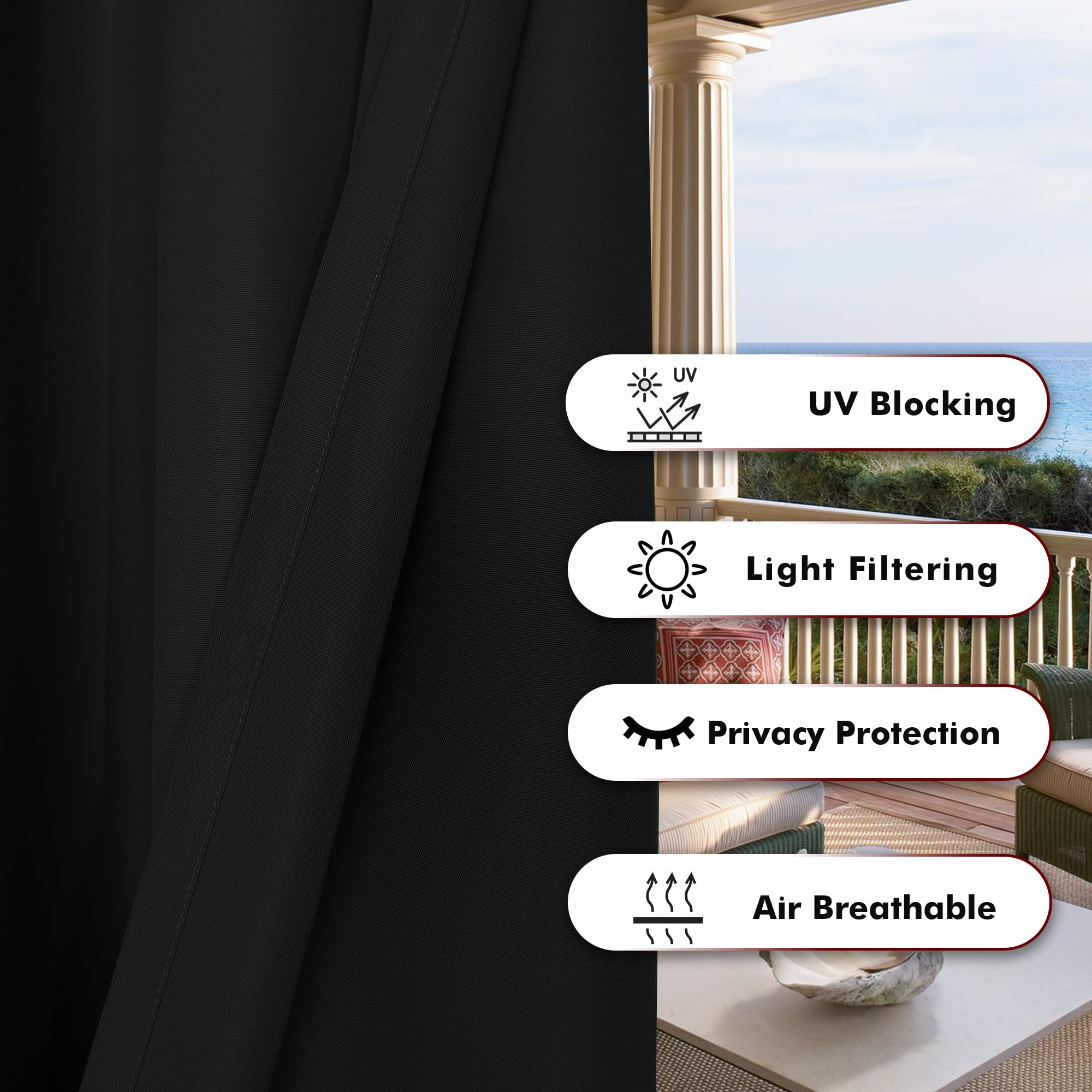BONZER opaque material provides privacy for balconies, porches, and gazebos.