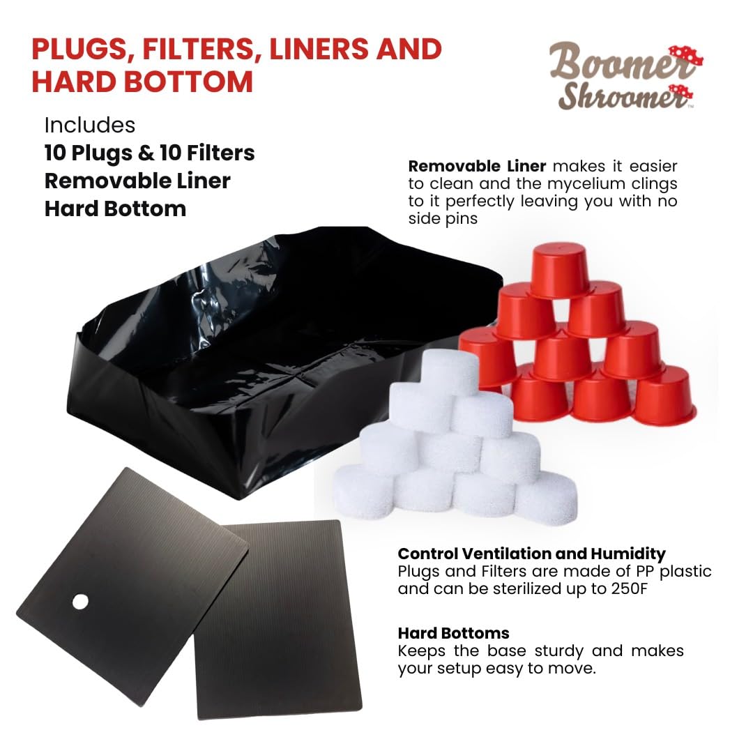 Boomer Shroomer removable liner simplifies post-grow cleanup while protecting substrates.