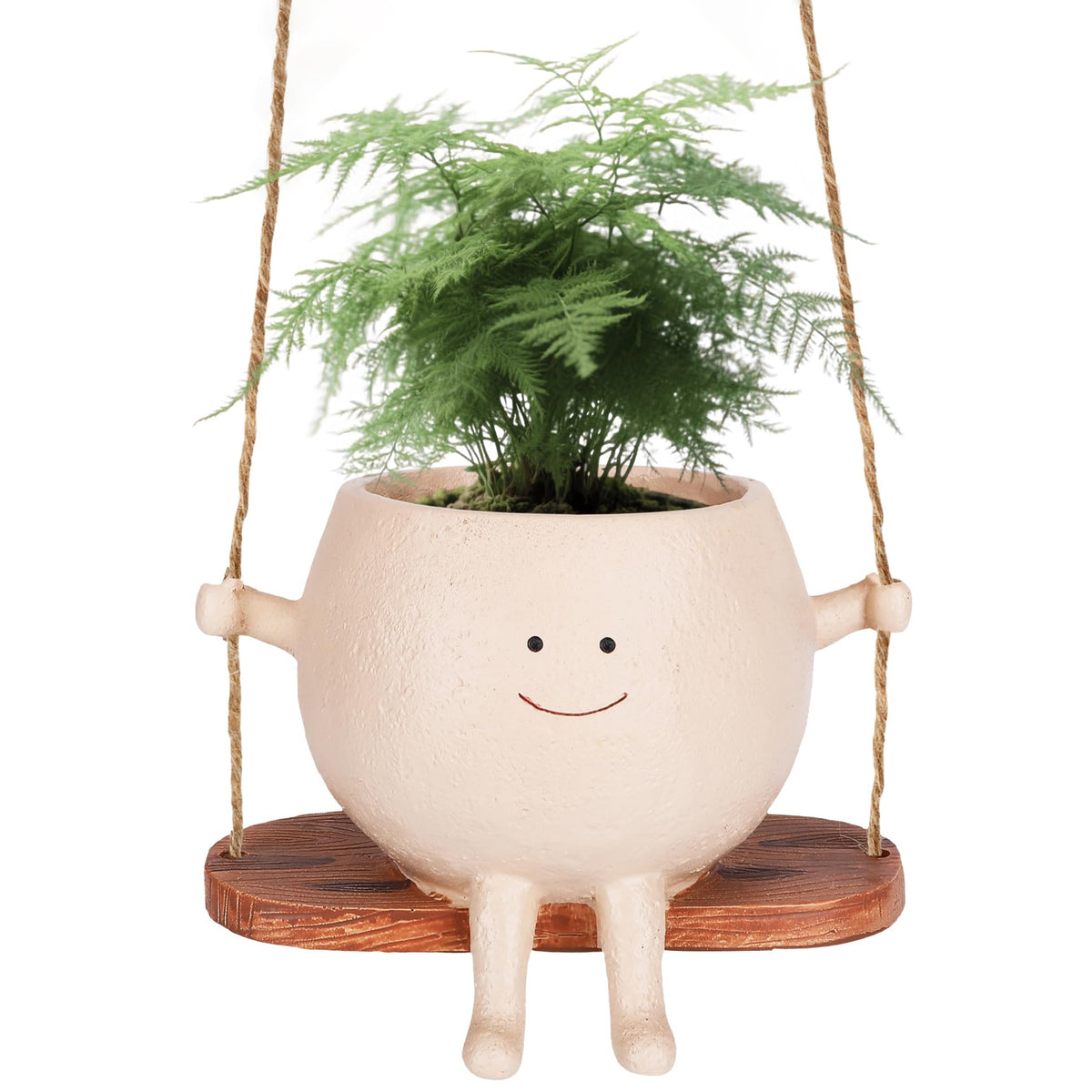 Boomluck cute smiley face hanging planter pot adds cheer to indoor spaces.