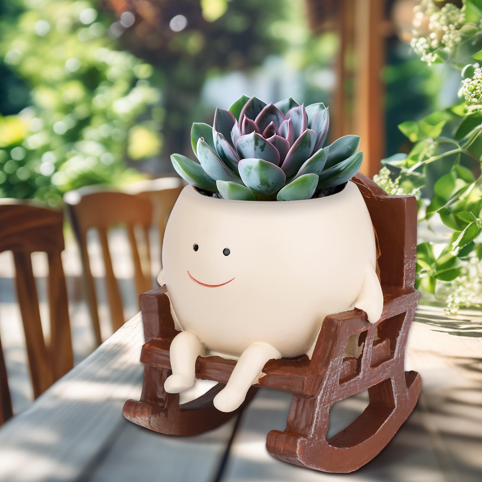 Boomluck smiling flower pot rocking chair adds cheerful charm to any space.