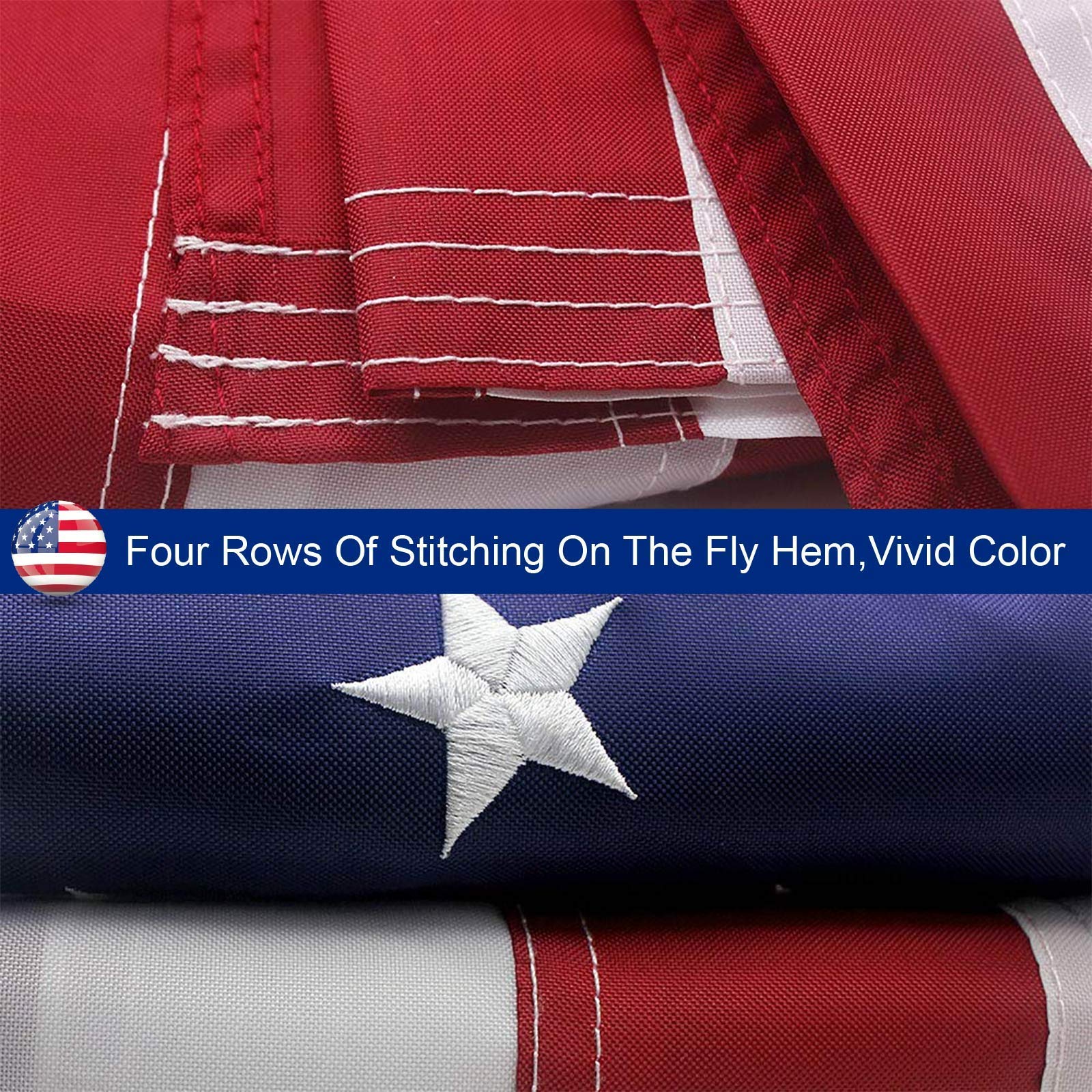 Boonipet flag featuring four rows of stitching for durability.