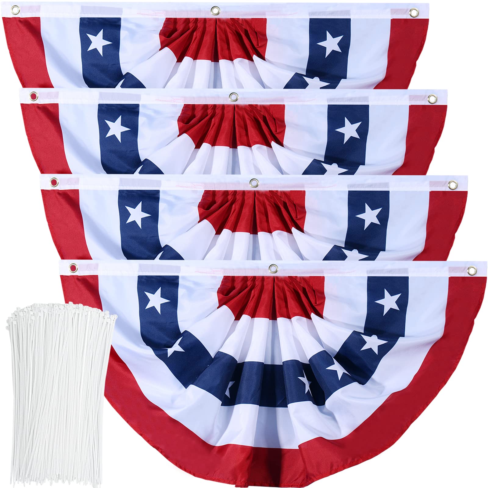 Booson American flag bunting pleated fan 90x45cm for outdoor patriotic decor