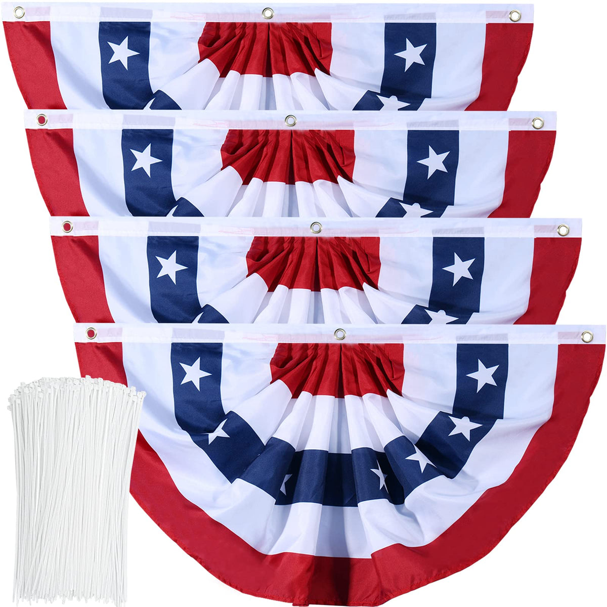 Booson American flag bunting pleated fan 90x45cm for outdoor patriotic decor