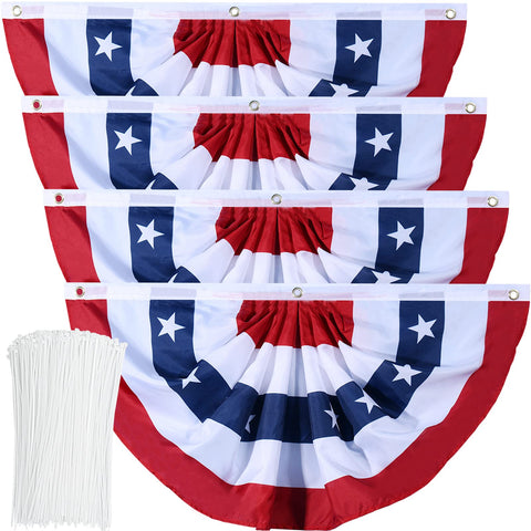 Booson American flag bunting pleated fan 90x45cm for outdoor patriotic decor