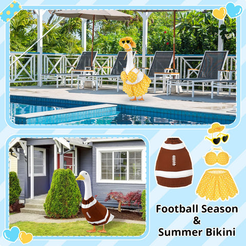 Booson goose outfit Halloween pumpkin design creates playful, spooky yard scenes.