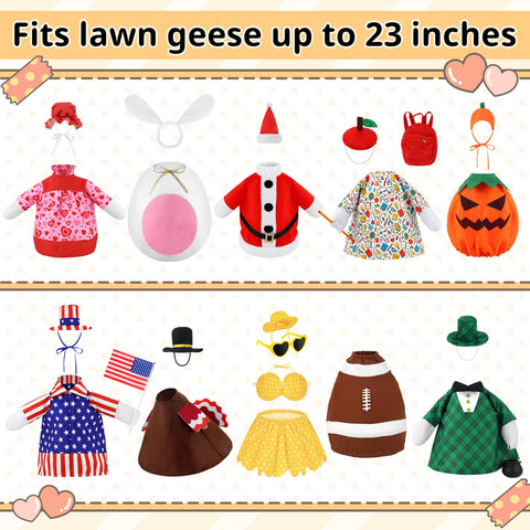 Booson goose outfit St. Patrick shamrock design enhances garden charm during spring and St. Patrick's Day.