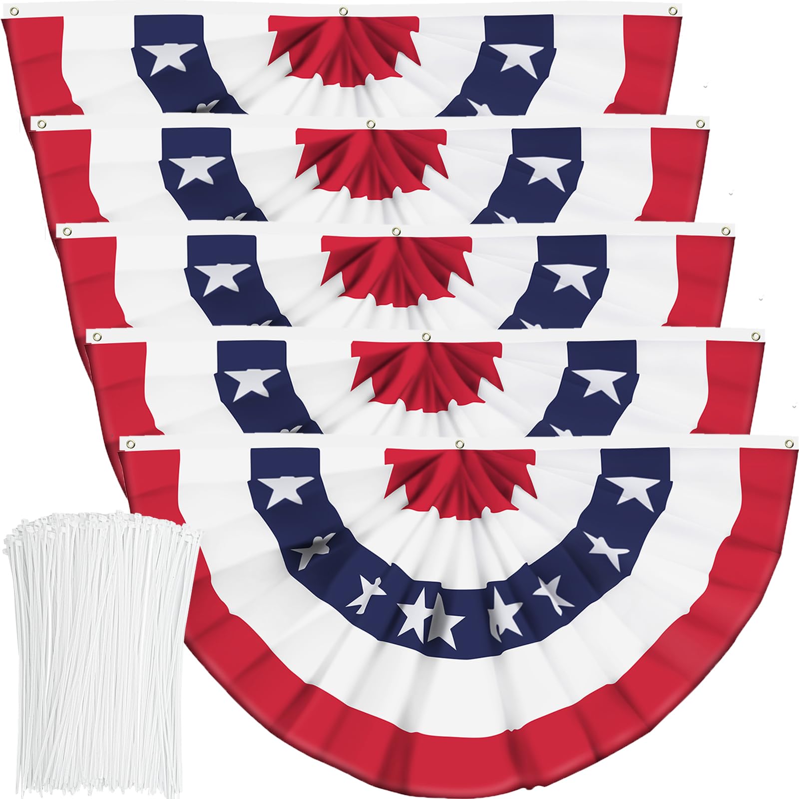 Booson USA pleated fan flag banner for outdoor patriotic decor.