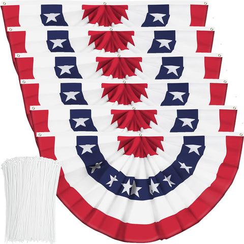Booson USA pleated fan flag with canvas header for outdoor display