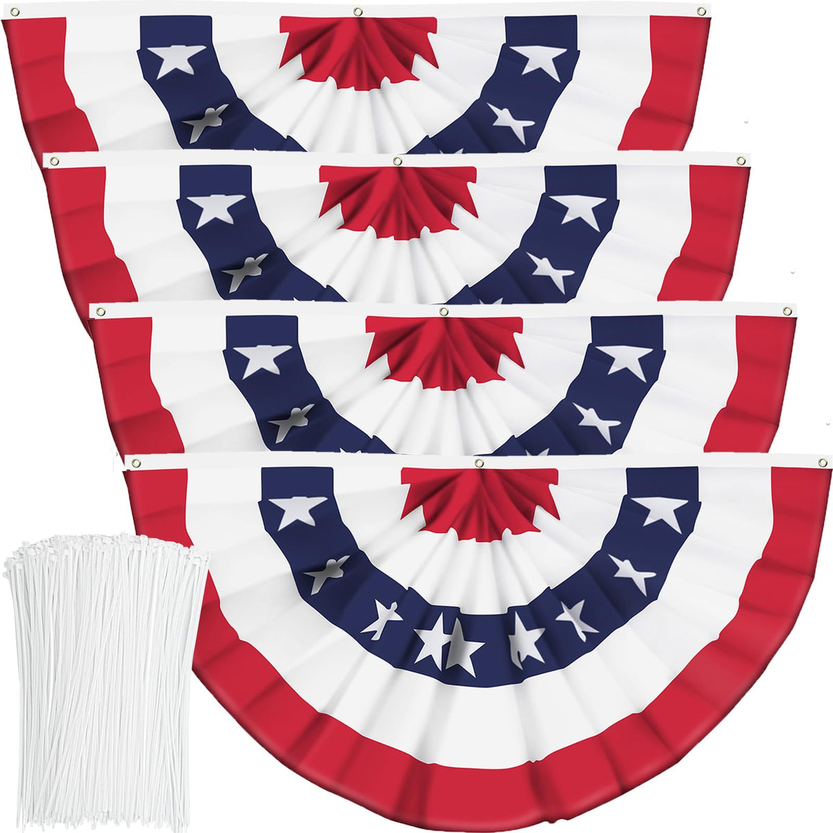 Booson USA pleated fan flag with canvas header for outdoor display.