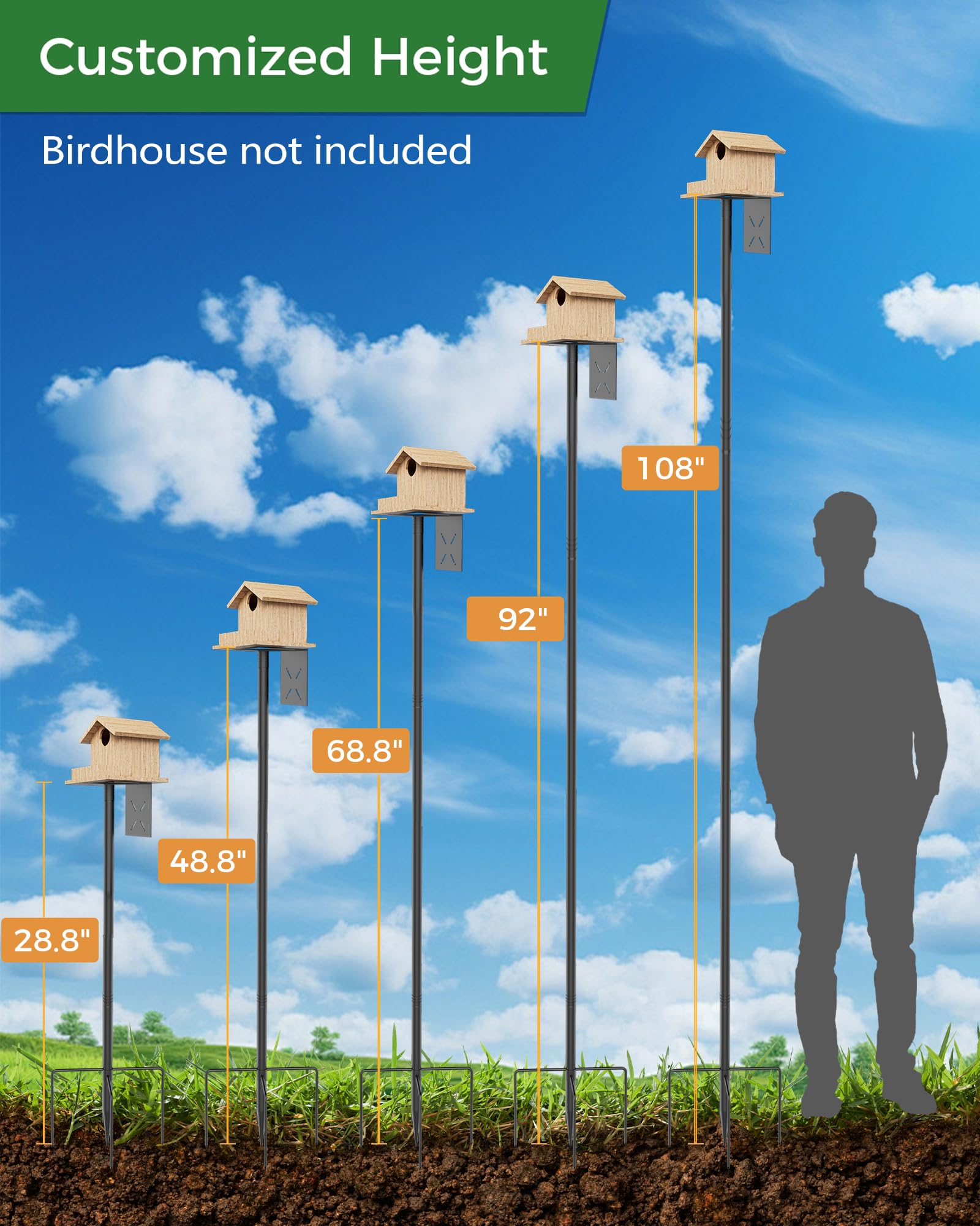 Boostool Outdoor Bird Pole Setup ready for multiple feeders.