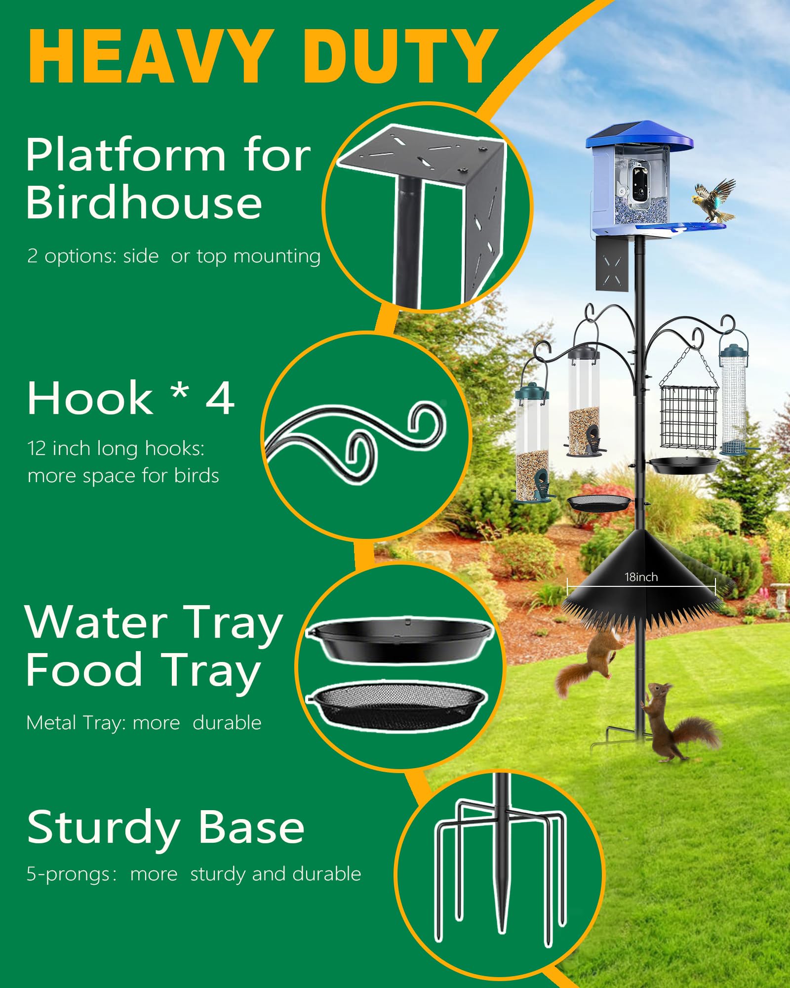 Boostool Squirrel-baffle 18-inch design keeps squirrels away from feeders.