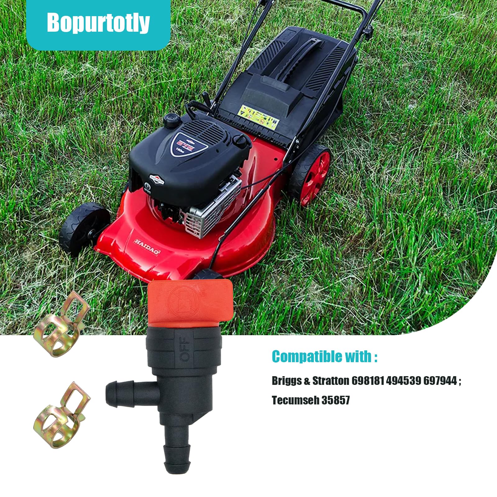 Bopurtotly durable metal valve for mower and generator fuel systems