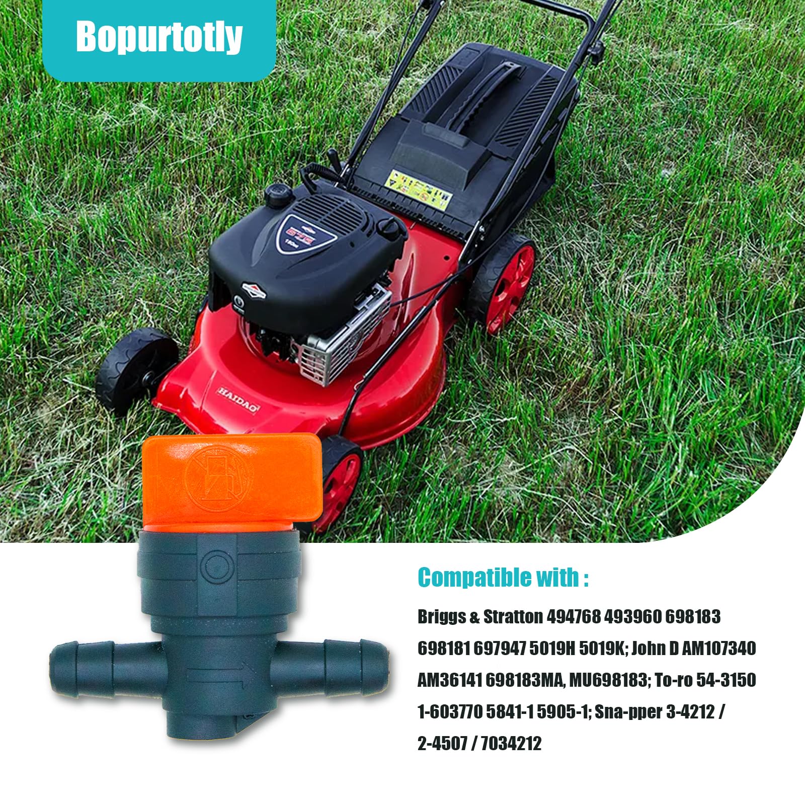 Bopurtotly fuel valve with clamp for Kawasaki engines and mowers