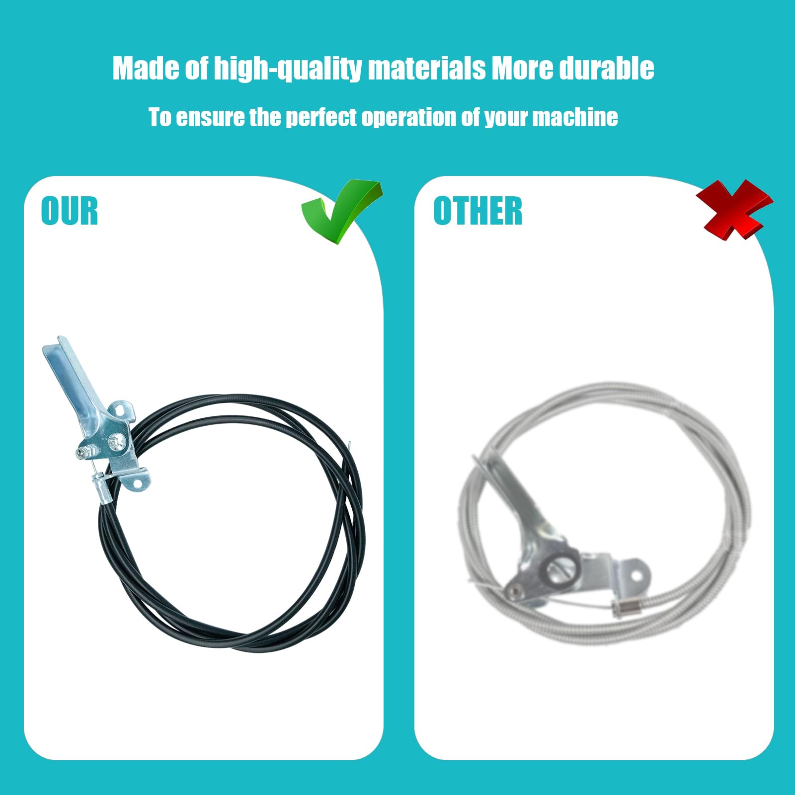 Bopurtotly universal 72-inch cable installed on compatible Oregon mower for easy replacement
