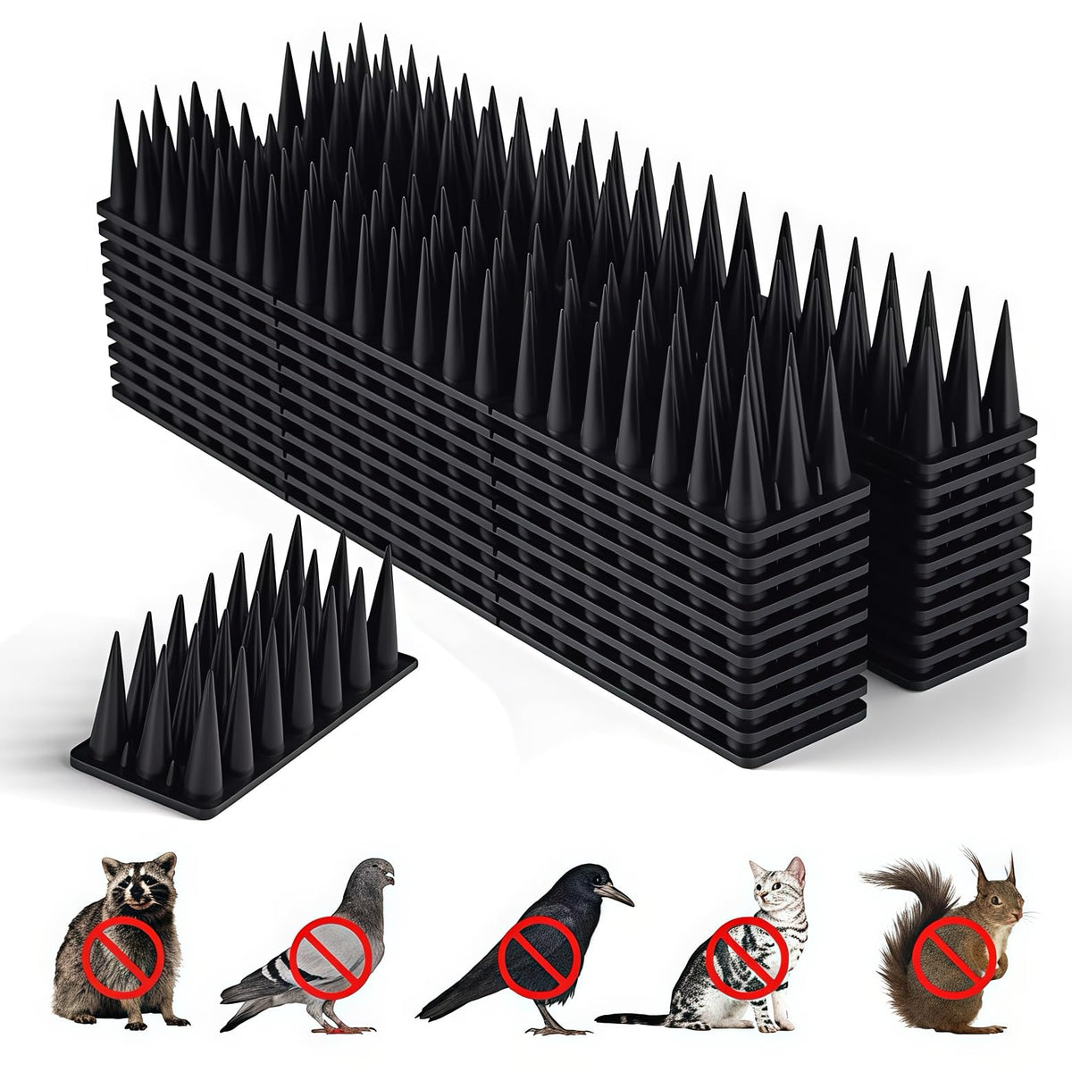 BORHOOD Bird Spikes 20-pack on railing deters nesting.