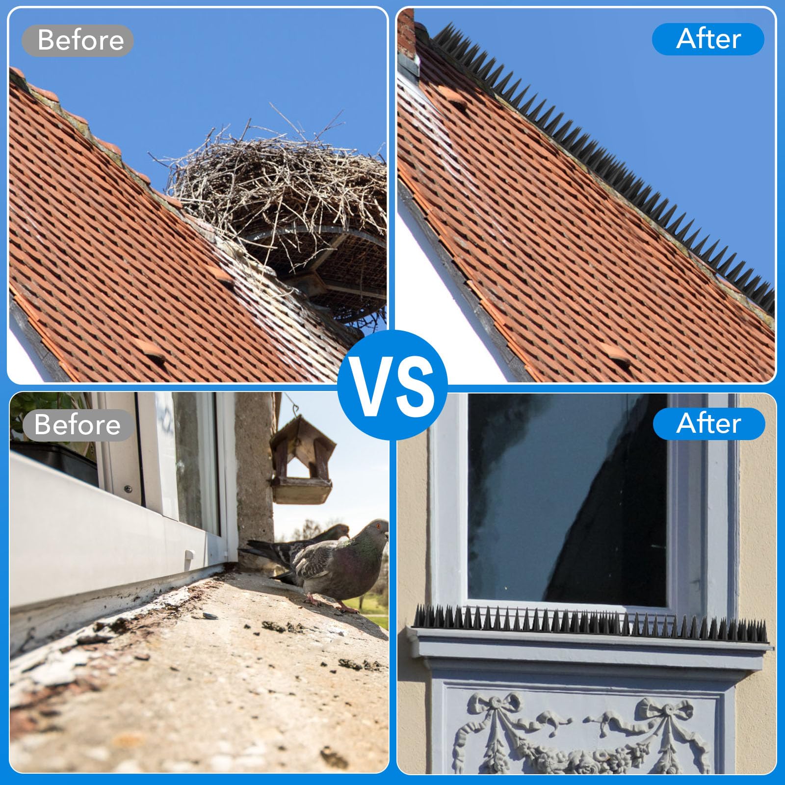 BORHOOD corridor spikes protect walkways from bird nesting and droppings.