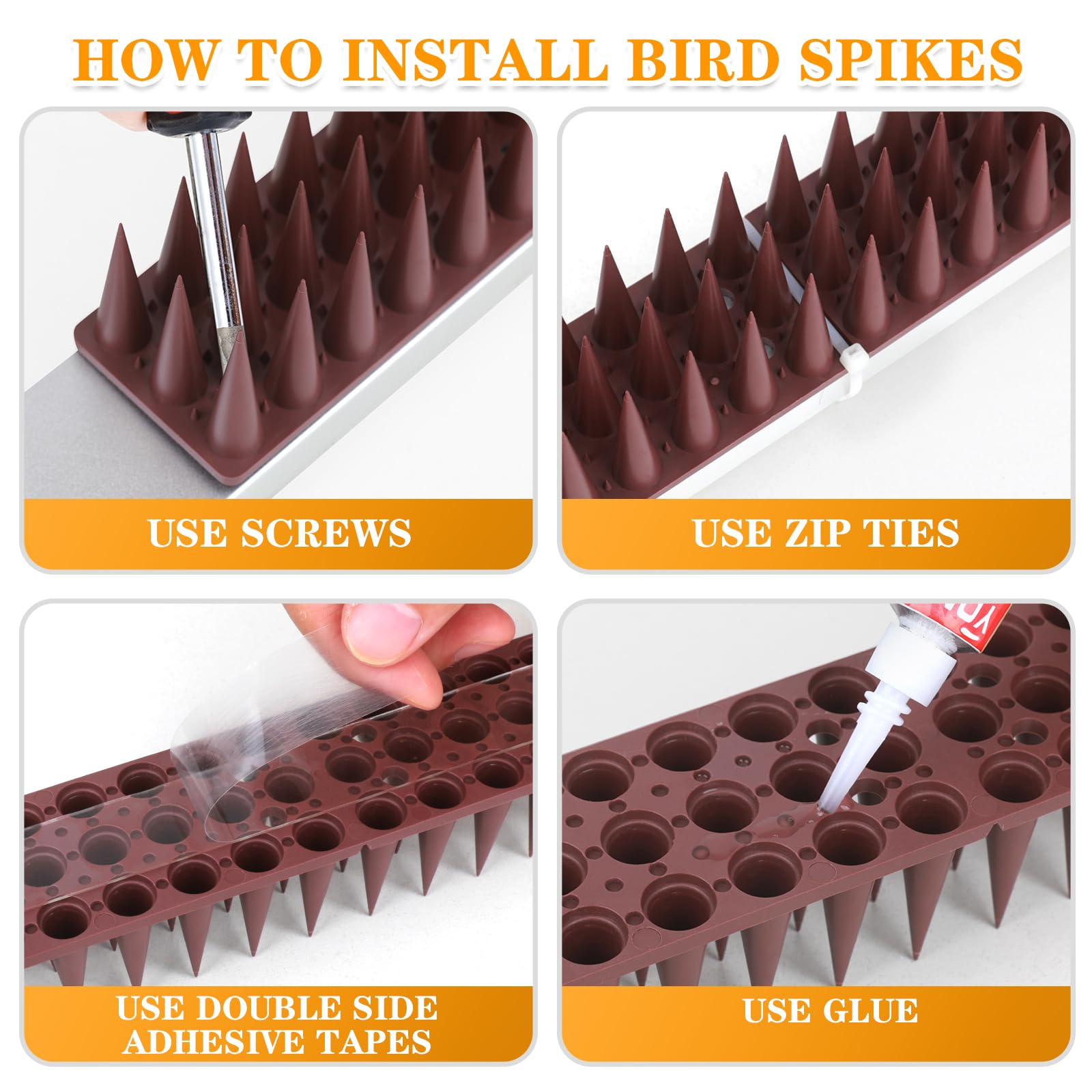 BORHOOD Bird Spikes on balcony prevent droppings and mess.