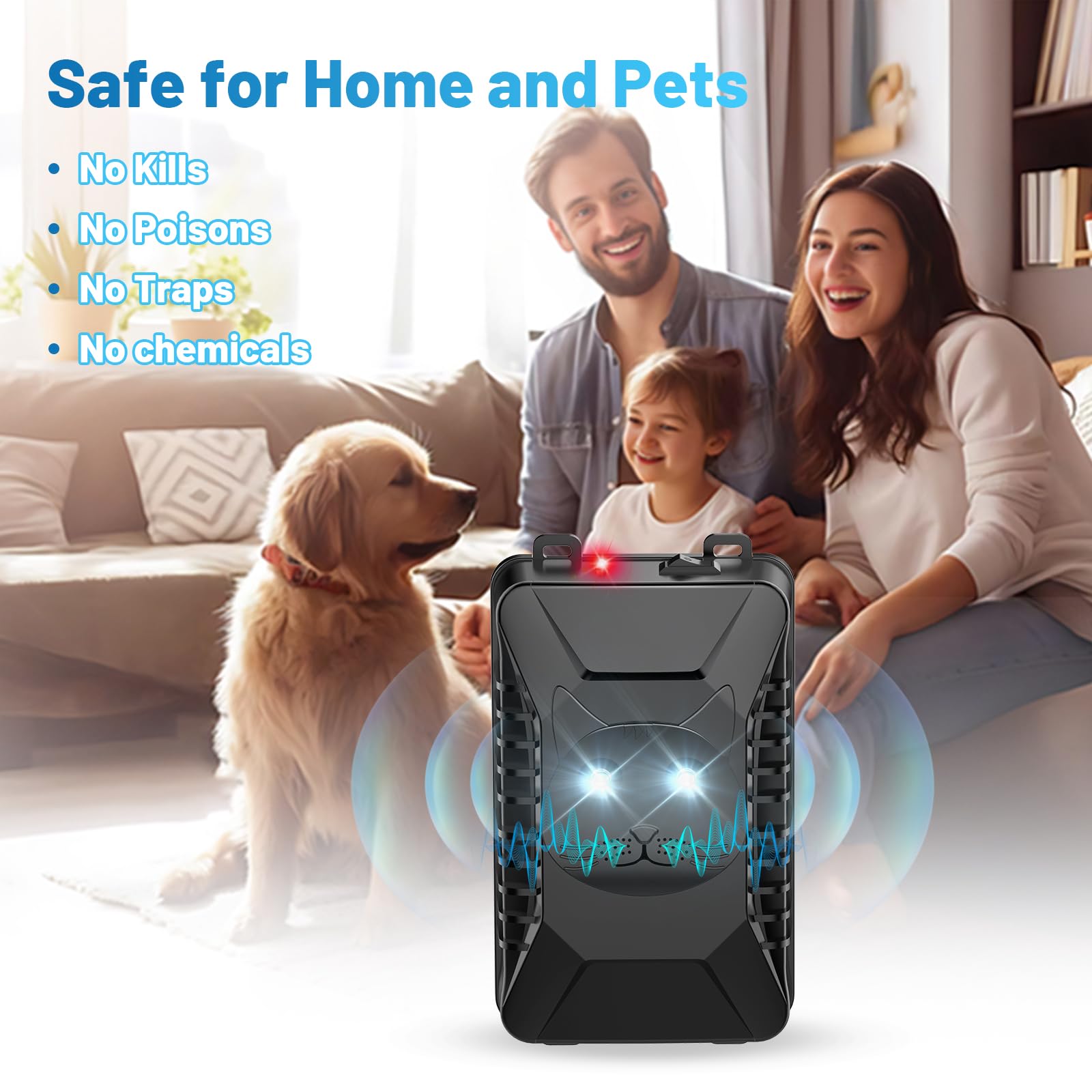 BORHOOD LED strobe and ultrasonic cues deterring rodents