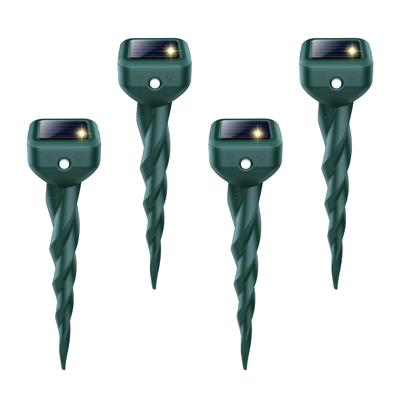 BORHOOD Mole Repellent Solar Stake package, a 4-pack for yard protection.